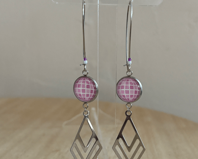 Boucles d’oreilles Cabochons fleurs team argent