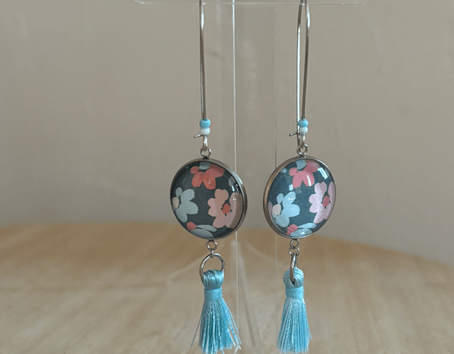 Boucles d’oreilles Cabochons fleurs team argent